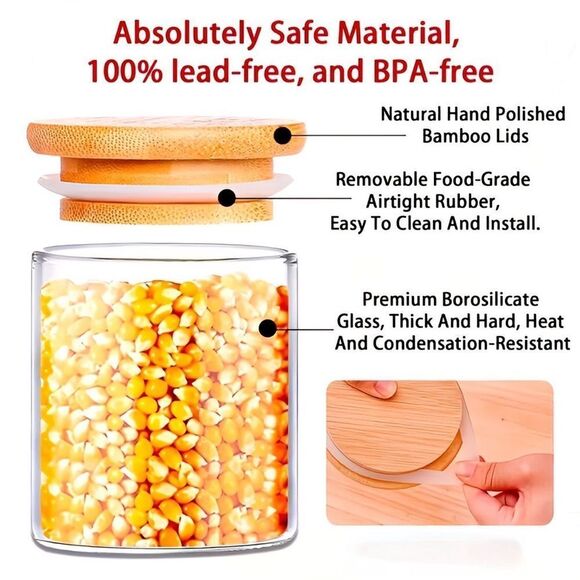 NWT NIB FAITH BASED QUOTES BAMBOO LID W/SEAL GLASS JARS PERFECT FOR GIFT GIVING! - Picture 15 of 15